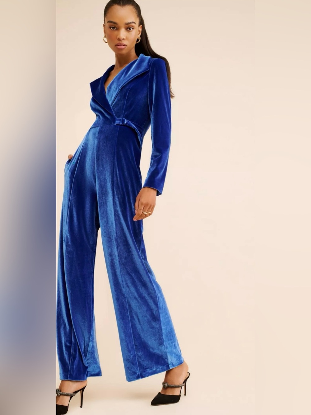 Hutch Blue Velvet Suit Jumpsuit Size 6 - Picture 3 of 7
